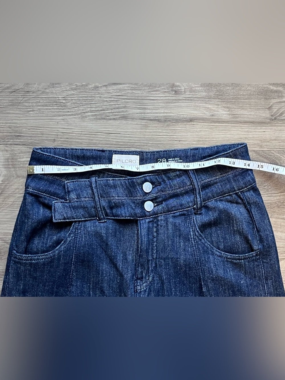 Anthropologie Pilcro High-Rise Wide-Leg Trouser Jeans Dark Wash Size 28 - Picture 8 of 10